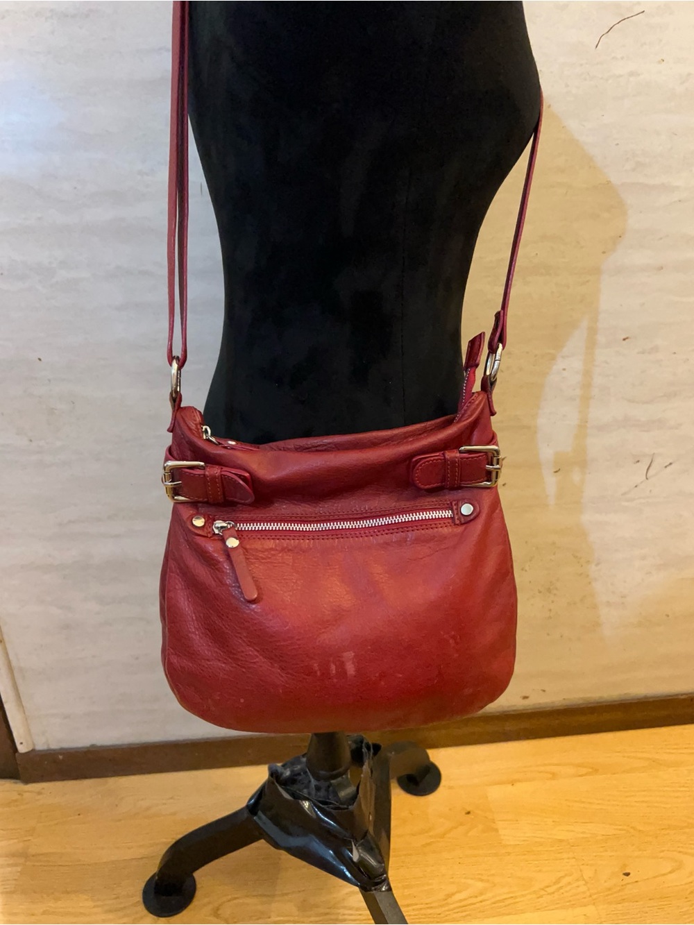 Vintage Tano Slouchy Crossbody Red Leather